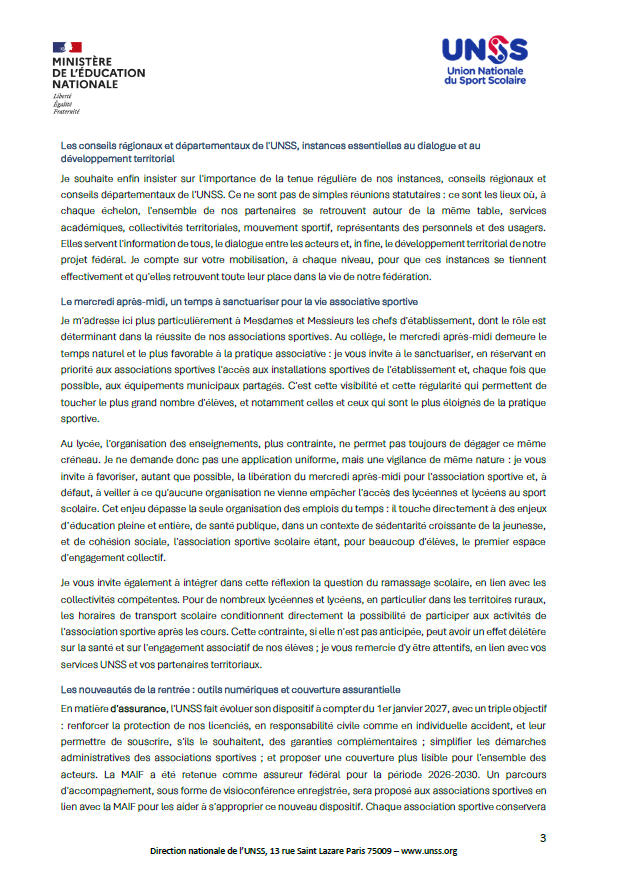lettre de rentrée DN